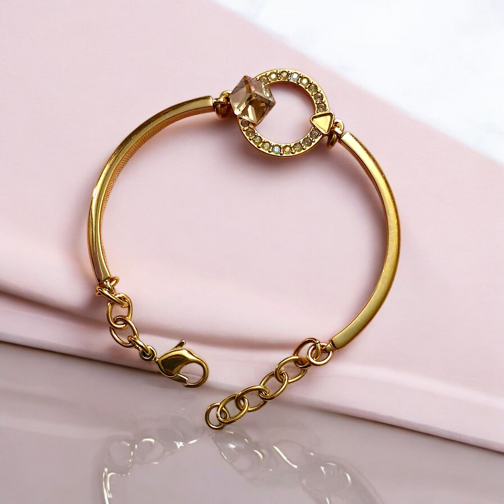 SWAROVSKI Geometric Gold Bangle Bracelet
